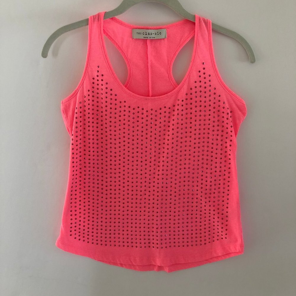Studded hot pink tank top size S